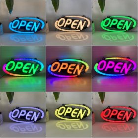 Open Electronic Light Sign RGB Full Color Color Changing Colorful Luminous Characters LED Signboard Business Sign Neon Light