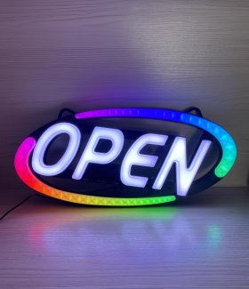 Open Electronic Light Sign RGB Full Color Color Changing Colorful Luminous Characters LED Signboard Business Sign Neon Light