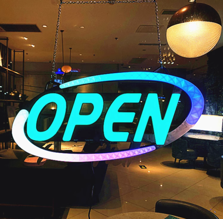 Open Electronic Light Sign RGB Full Color Color Changing Colorful Luminous Characters LED Signboard Business Sign Neon Light